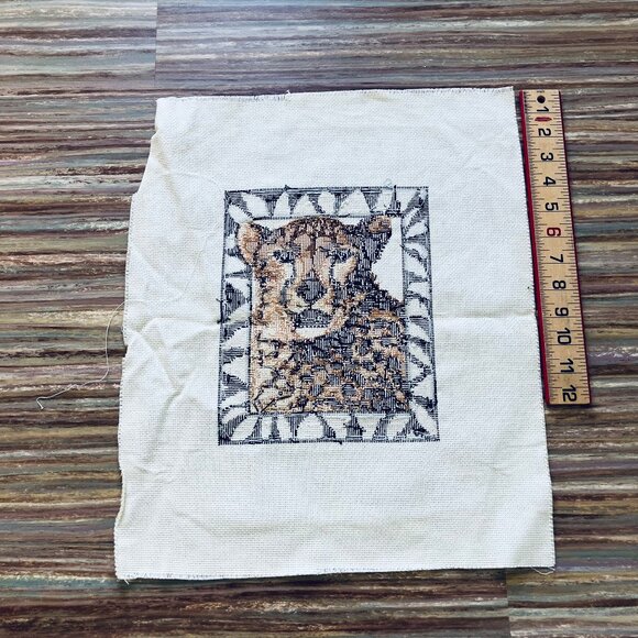 Cheetah Completed Cross Stitch Embroidery Pegasus #408-D Safari Animal - Picture 3 of 3